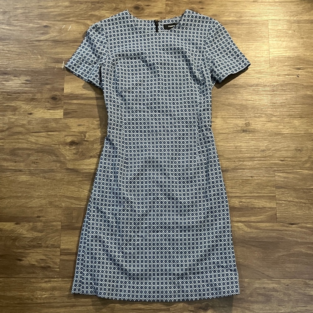 Theory Elegant Blue Patterned Dress Size 00